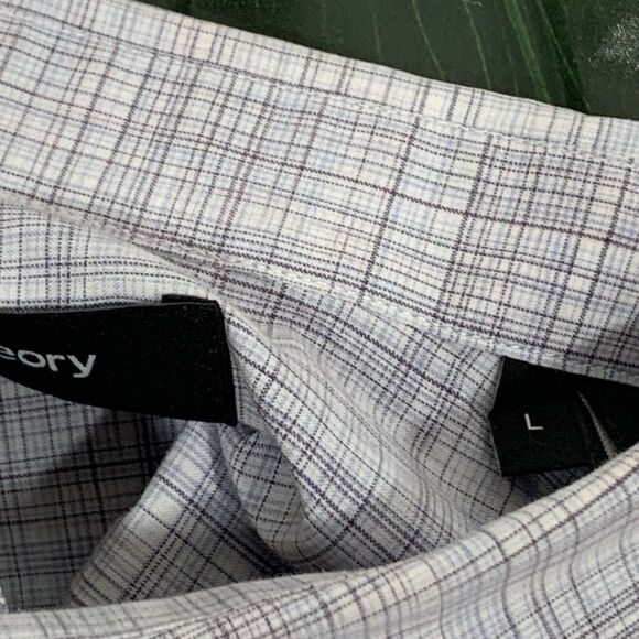 Theory Men’s Pinstripe Button Down Collar Shirt Size Large - Picture 10 of 10